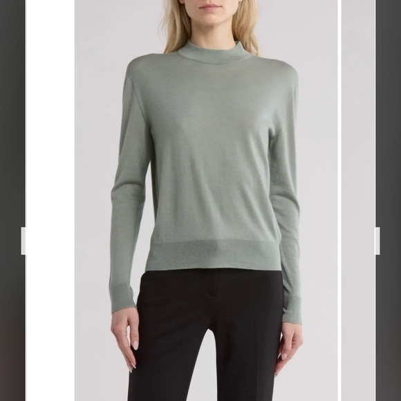 Vince Mock Neck Wool Pullover Sweater in Jade Size M - Picture 1 of 7